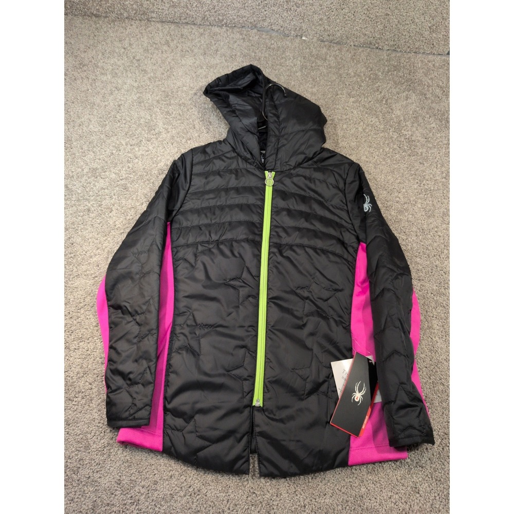 Spyder Girls Solitude Hoody Jacket Black Pink 3M Thinsulate Size L 14-16 239030